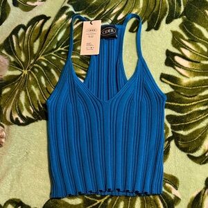Cider Teal-Royal Ribbed V-Neck Camisole